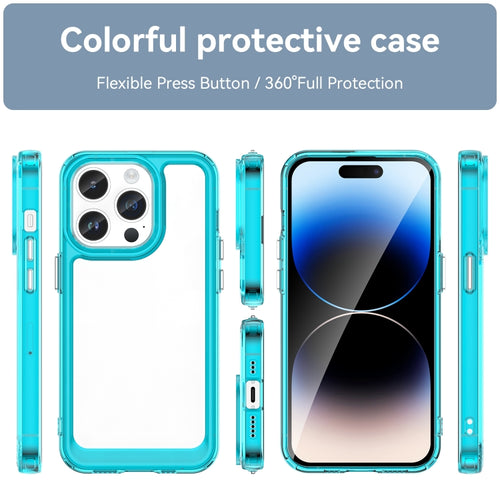 For iPhone 15 Pro Max Colorful Series Acrylic + TPU Phone Case(Transparent Blue) - HoMEdemic™ 