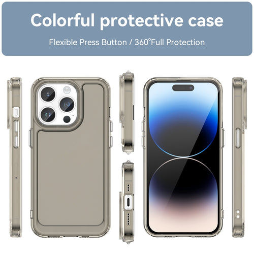 For iPhone 15 Pro Max Candy Series TPU Phone Case(Transparent Grey) - HoMEdemic™ 