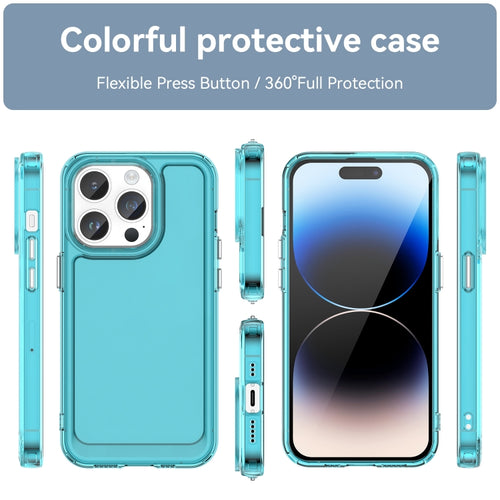 For iPhone 15 Pro Max Candy Series TPU Phone Case(Transparent Blue) - HoMEdemic™ 