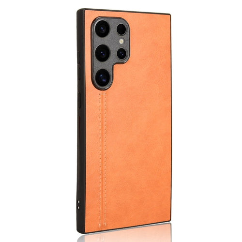 For Samsung Galaxy S24 Ultra 5G Cow Pattern Sewing Back Cover Phone Case(Orange) - HoMEdemic™ 