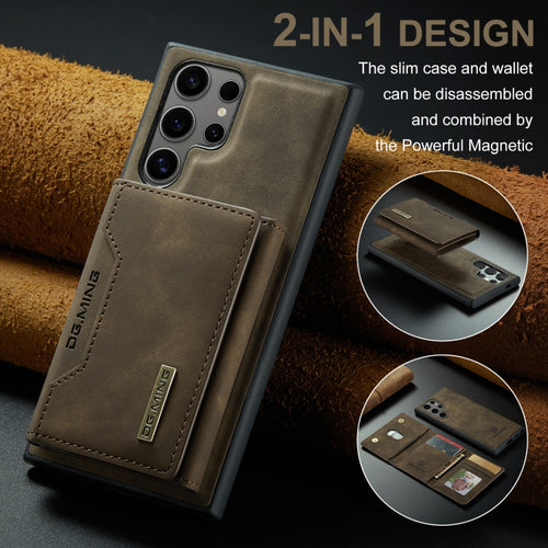 For Samsung Galaxy S24 Ultra 5G DG.MING M2 Series 3-Fold Multi Card Bag + Magnetic Phone Case(Coffee) - HoMEdemic™ 