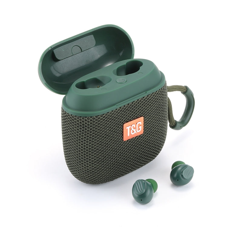 T&G TG809 2 in 1 Portable Outdoor Wireless Speaker & Mini TWS Bluetooth Earbuds(Dark Green) - HoMEdemic™ 