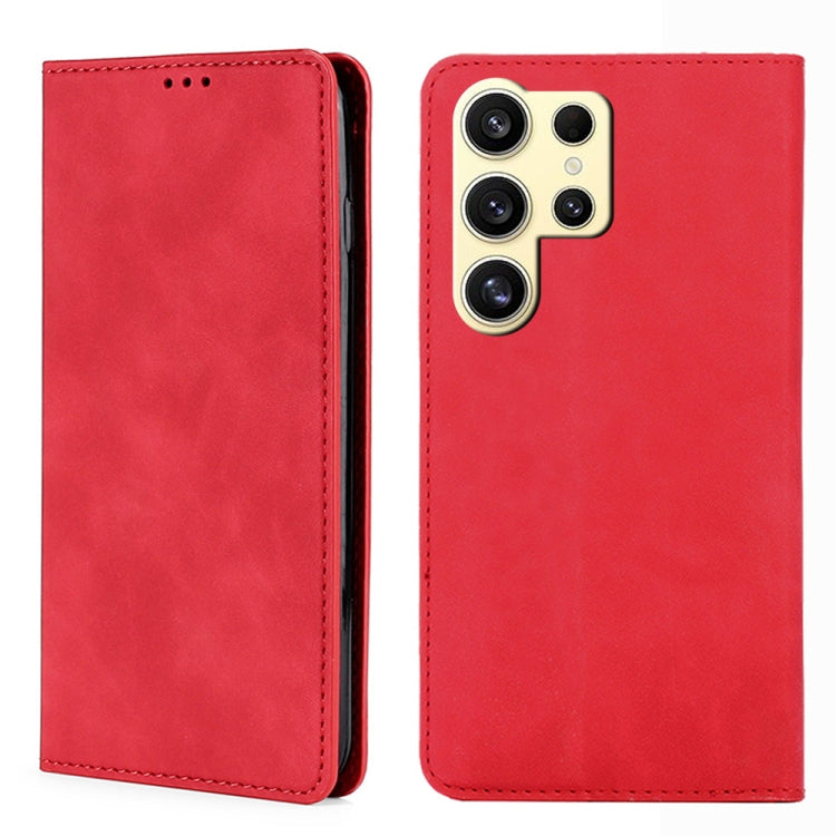 For Samsung Galaxy S24 Ultra 5G Skin Feel Magnetic Leather Phone Case(Red) - HoMEdemic™ 