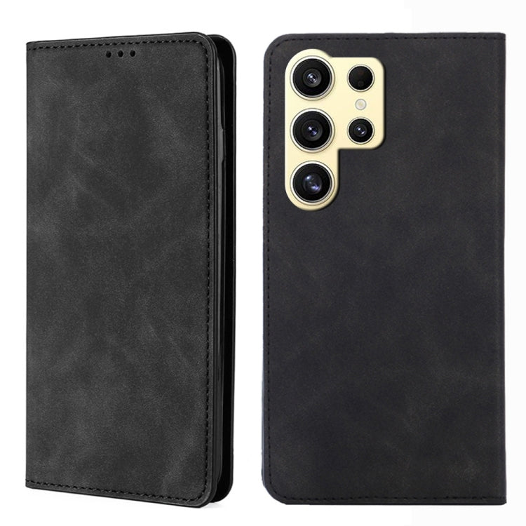 For Samsung Galaxy S24 Ultra 5G Skin Feel Magnetic Leather Phone Case(Black) - HoMEdemic™ 