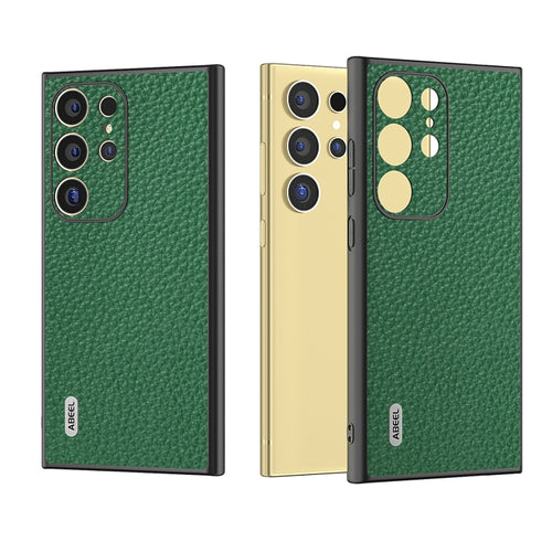 For Samsung Galaxy S24 Ultra 5G ABEEL Genuine Leather Litchi Texture Phone Case(Green) - HoMEdemic™ 