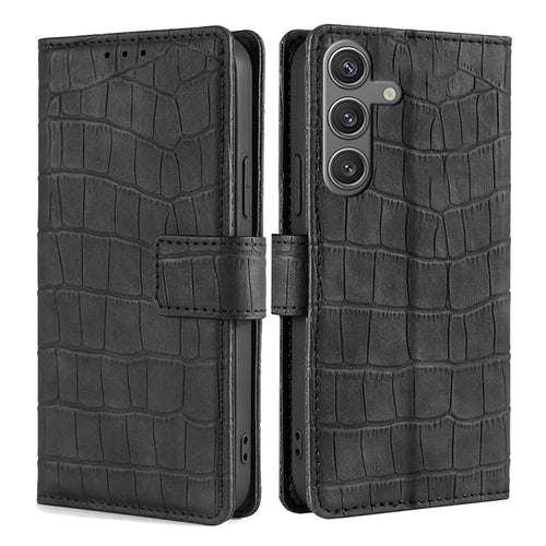 For Samsung Galaxy S24 5G Skin Feel Crocodile Magnetic Clasp Leather Phone Case(Black) - HoMEdemic™ 