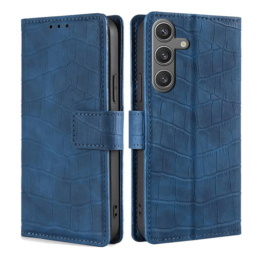 For Samsung Galaxy S24 5G Skin Feel Crocodile Magnetic Clasp Leather Phone Case(Blue) - HoMEdemic™ 