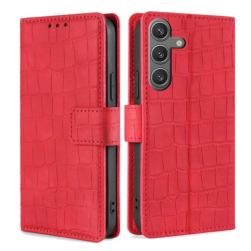 For Samsung Galaxy S24 5G Skin Feel Crocodile Magnetic Clasp Leather Phone Case(Red) - HoMEdemic™ 