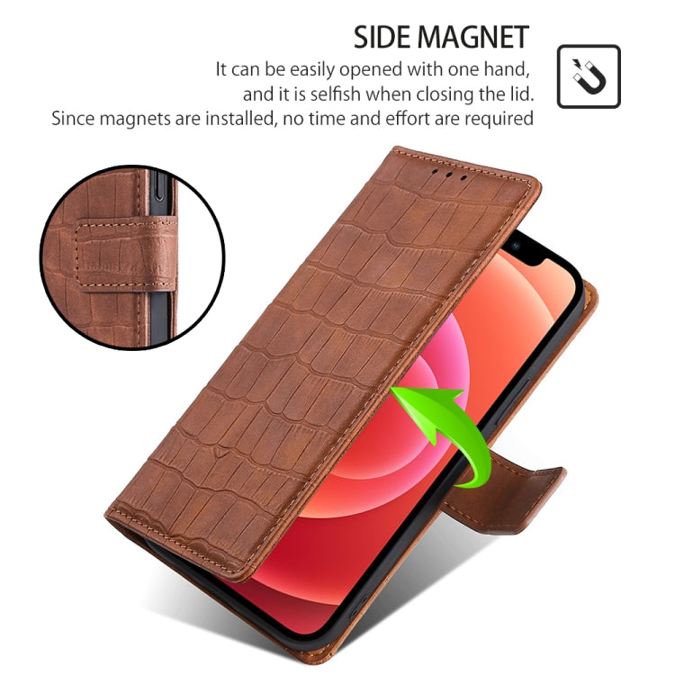 For Samsung Galaxy S24 Ultra 5G Skin Feel Crocodile Magnetic Clasp Leather Phone Case(Brown) - HoMEdemic™ 