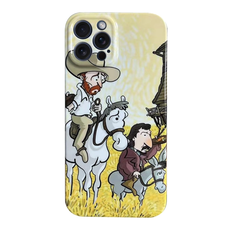 For iPhone 15 Pro Oil Painting Pattern Glossy PC Phone Case(Horse Riding) - HoMEdemic™ 