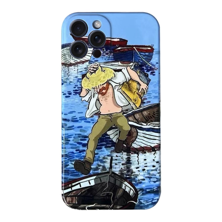 For iPhone 15 Pro Oil Painting Pattern Glossy PC Phone Case(Jump in the Boat) - HoMEdemic™ 