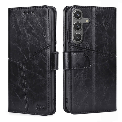 For Samsung Galaxy S24 5G Geometric Stitching Leather Phone Case(Black) - HoMEdemic™ 