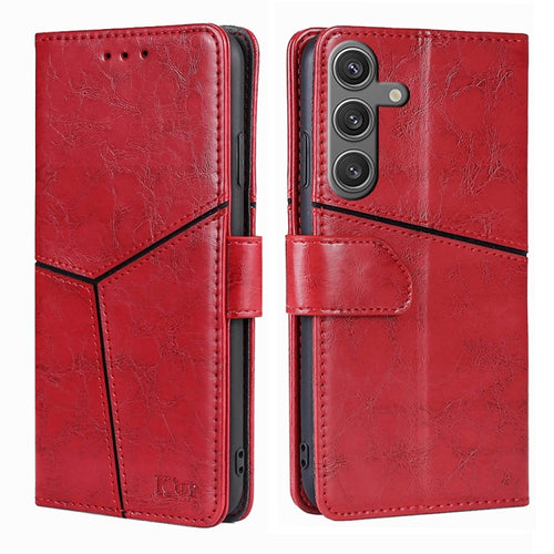 For Samsung Galaxy S24 5G Geometric Stitching Leather Phone Case(Red) - HoMEdemic™ 