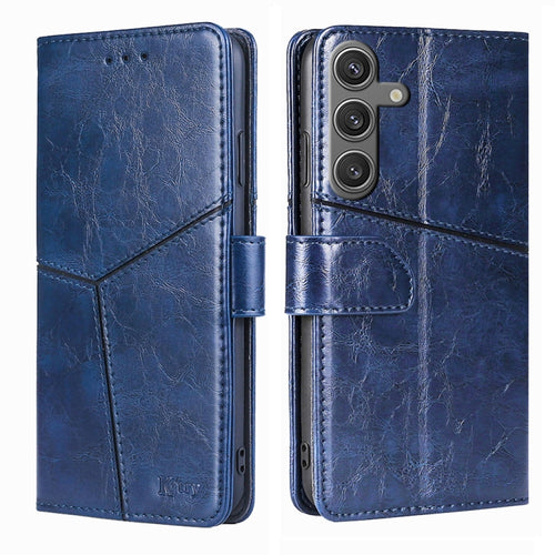 For Samsung Galaxy S24 5G Geometric Stitching Leather Phone Case(Blue) - HoMEdemic™ 