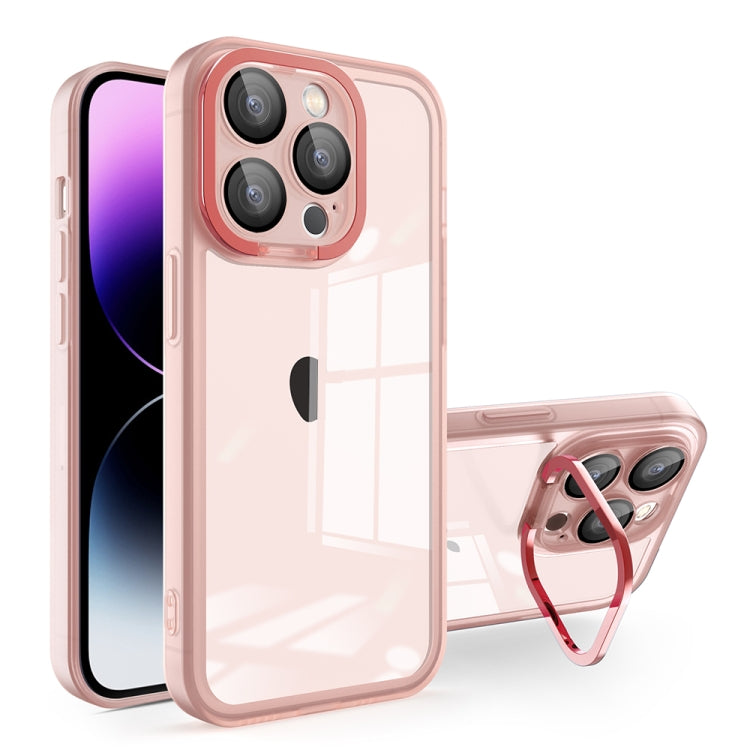 For iPhone 15 Pro Max Invisible Lens Bracket Matte Transparent MagSafe Phone Case(Pink) - HoMEdemic™ 