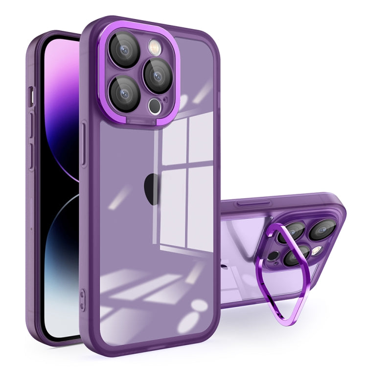 For iPhone 15 Pro Max Invisible Lens Bracket Matte Transparent MagSafe Phone Case(Purple) - HoMEdemic™ 