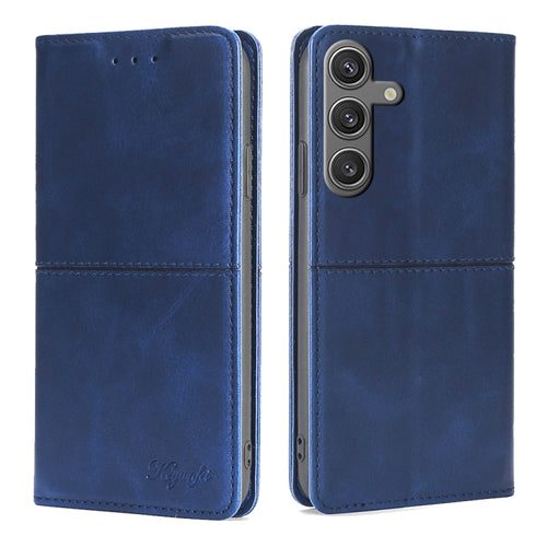 For Samsung Galaxy S24 5G Cow Texture Magnetic Leather Phone Case(Blue) - HoMEdemic™ 