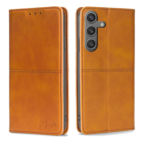 For Samsung Galaxy S24 5G Cow Texture Magnetic Leather Phone Case(Light Brown) - HoMEdemic™ 