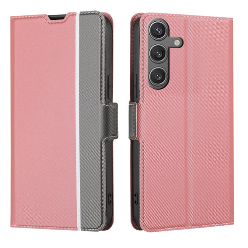 For Samsung Galaxy S24 5G Twill Texture Side Button Leather Phone Case(Pink) - HoMEdemic™ 