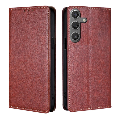 For Samsung Galaxy S24 5G Gloss Oil Solid Color Magnetic Leather Phone Case(Brown) - HoMEdemic™ 