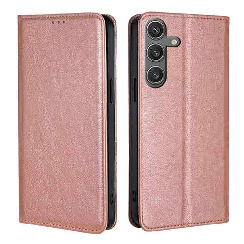 For Samsung Galaxy S24 5G Gloss Oil Solid Color Magnetic Leather Phone Case(Rose Gold) - HoMEdemic™ 