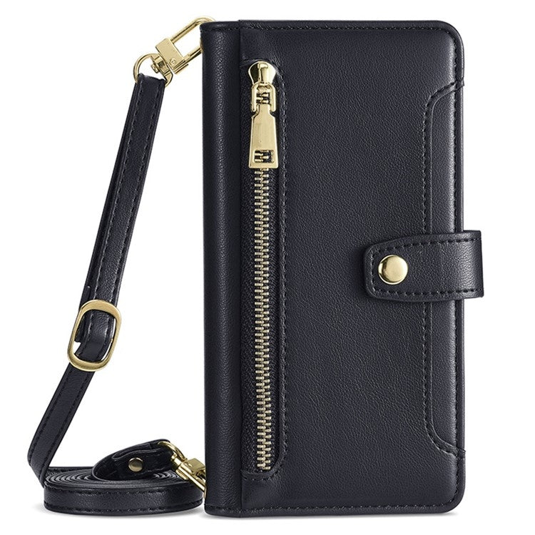 For Samsung Galaxy S24 Ultra 5G Sheep Texture Cross-body Zipper Wallet Leather Phone Case(Black) - HoMEdemic™ 