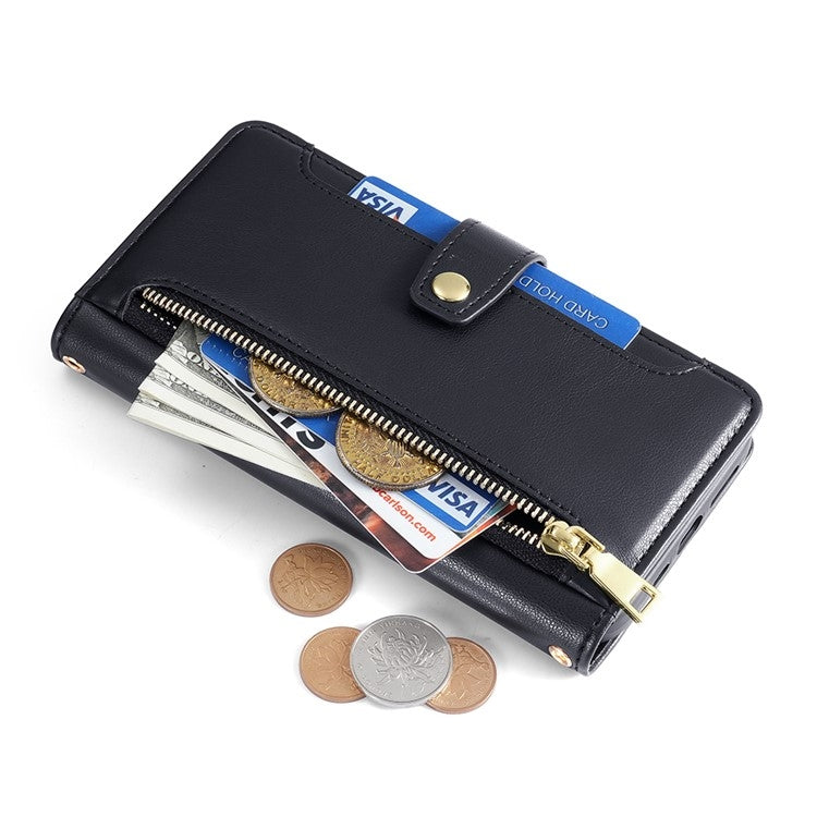 For Samsung Galaxy S24 Ultra 5G Sheep Texture Cross-body Zipper Wallet Leather Phone Case(Black) - HoMEdemic™ 