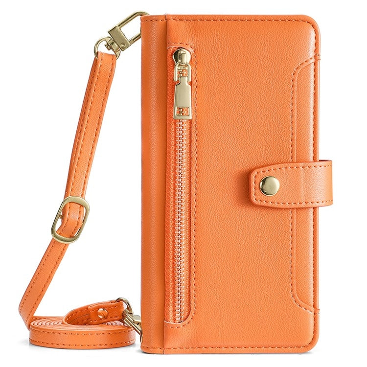 For Samsung Galaxy S24 Ultra 5G Sheep Texture Cross-body Zipper Wallet Leather Phone Case(Orange) - HoMEdemic™ 