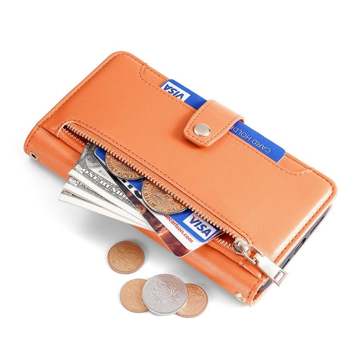 For Samsung Galaxy S24 Ultra 5G Sheep Texture Cross-body Zipper Wallet Leather Phone Case(Orange) - HoMEdemic™ 