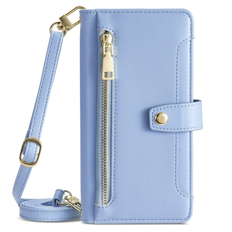For Samsung Galaxy S24 Ultra 5G Sheep Texture Cross-body Zipper Wallet Leather Phone Case(Blue) - HoMEdemic™ 