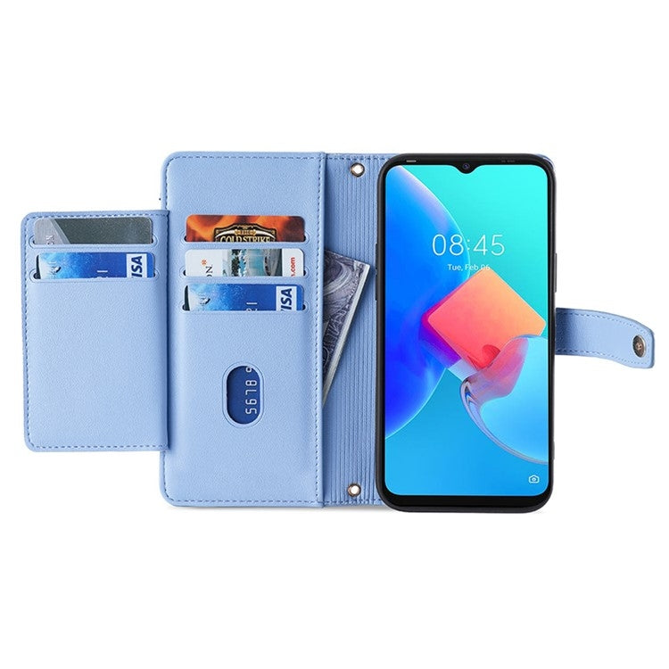 For Samsung Galaxy S24 Ultra 5G Sheep Texture Cross-body Zipper Wallet Leather Phone Case(Blue) - HoMEdemic™ 