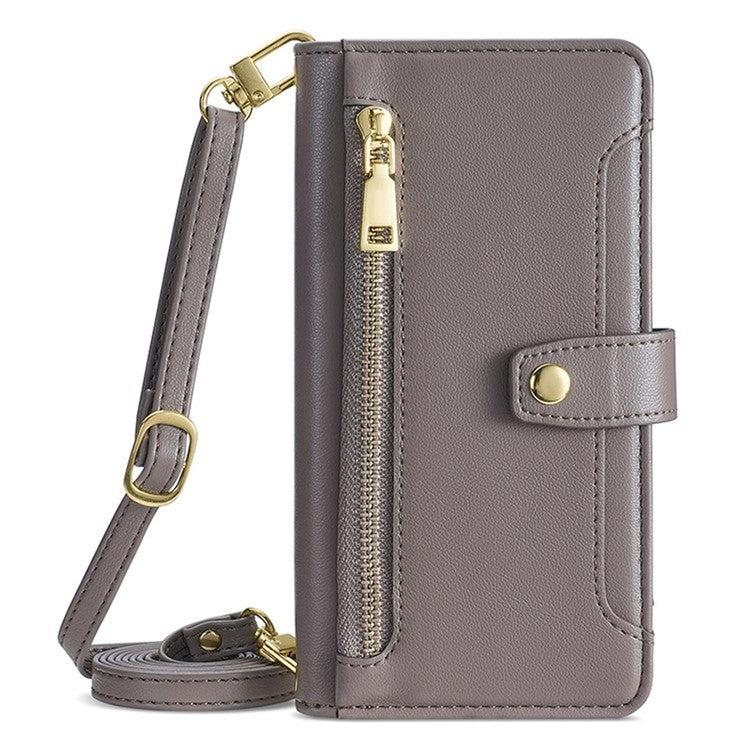 For Samsung Galaxy S24 Ultra 5G Sheep Texture Cross-body Zipper Wallet Leather Phone Case(Grey) - HoMEdemic™ 
