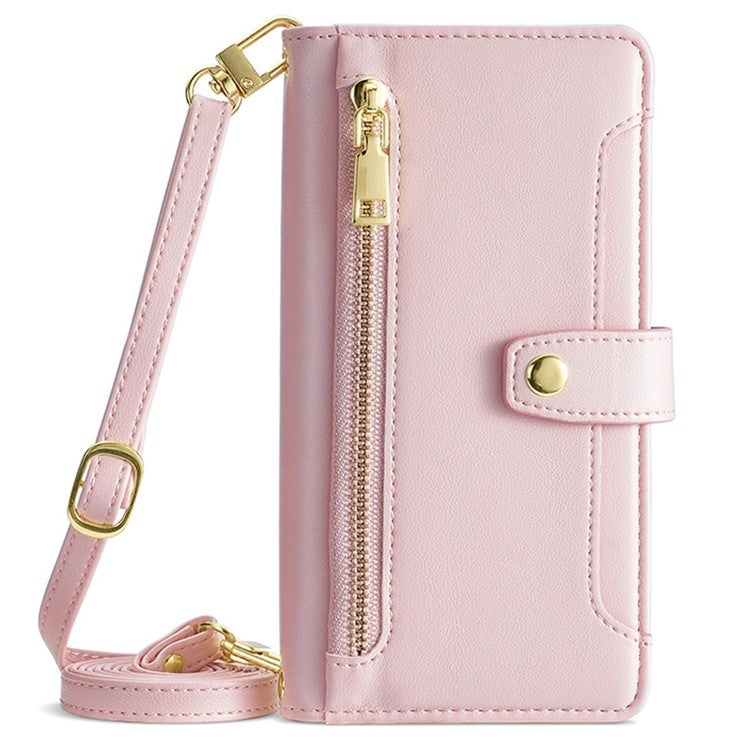 For Samsung Galaxy S24 Ultra 5G Sheep Texture Cross-body Zipper Wallet Leather Phone Case(Pink) - HoMEdemic™ 