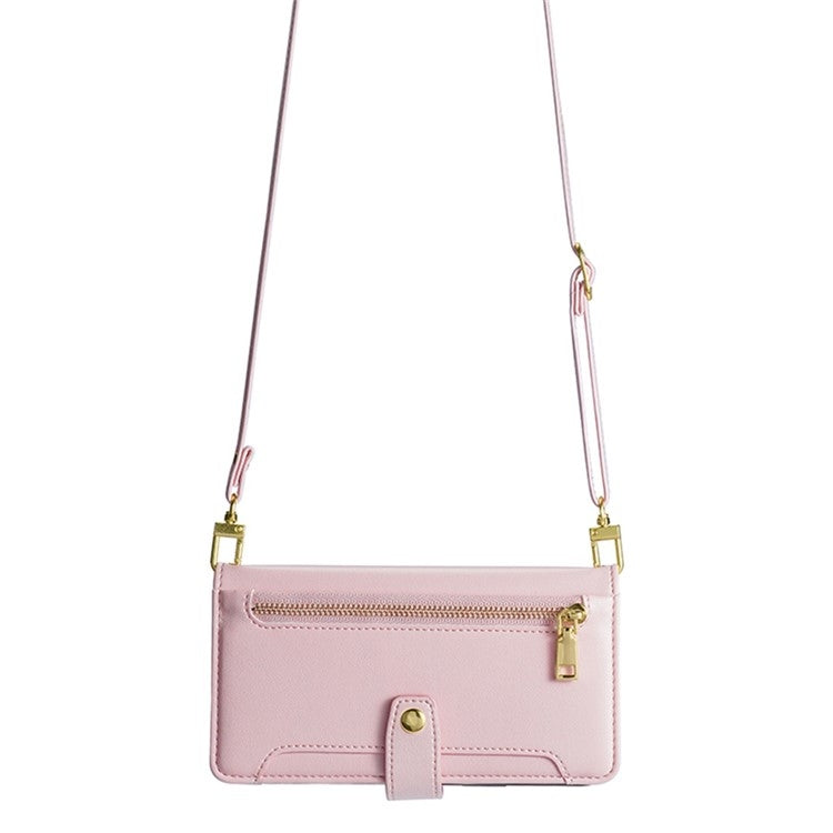 For Samsung Galaxy S24 Ultra 5G Sheep Texture Cross-body Zipper Wallet Leather Phone Case(Pink) - HoMEdemic™ 