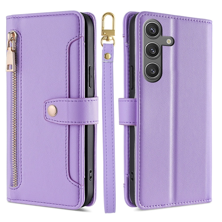 For Samsung Galaxy S24 Ultra 5G Sheep Texture Cross-body Zipper Wallet Leather Phone Case(Purple) - HoMEdemic™ 