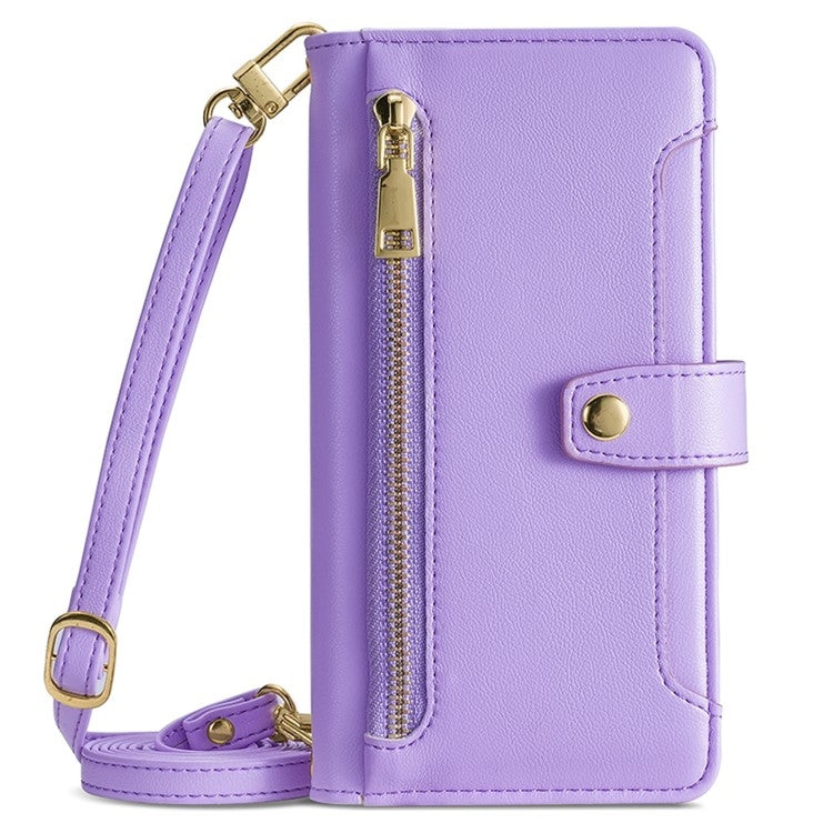 For Samsung Galaxy S24 Ultra 5G Sheep Texture Cross-body Zipper Wallet Leather Phone Case(Purple) - HoMEdemic™ 