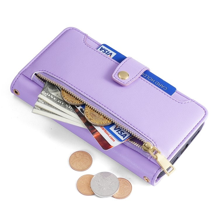 For Samsung Galaxy S24 Ultra 5G Sheep Texture Cross-body Zipper Wallet Leather Phone Case(Purple) - HoMEdemic™ 