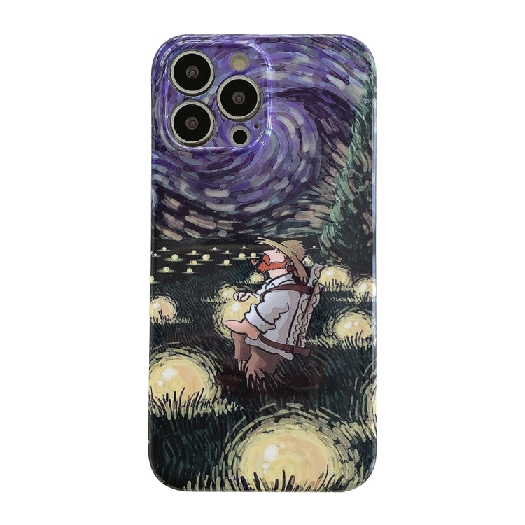 For iPhone 15 Pro Oil Painting Pattern Glossy PC Phone Case(Field) - HoMEdemic™ 