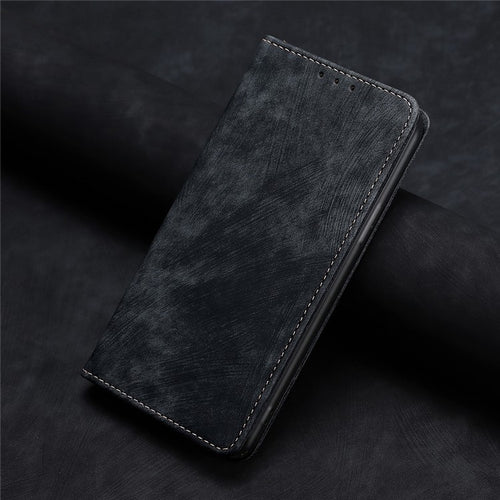 For Samsung Galaxy S24 5G RFID Anti-theft Brush Magnetic Leather Phone Case(Black) - HoMEdemic™ 