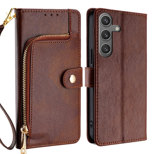 For Samsung Galaxy S24 5G Zipper Bag Leather Phone Case(Brown) - HoMEdemic™ 