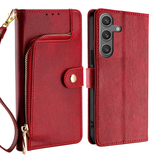 For Samsung Galaxy S24 5G Zipper Bag Leather Phone Case(Red) - HoMEdemic™ 