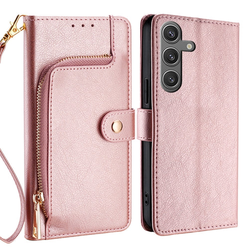 For Samsung Galaxy S24 5G Zipper Bag Leather Phone Case(Rose Gold) - HoMEdemic™ 