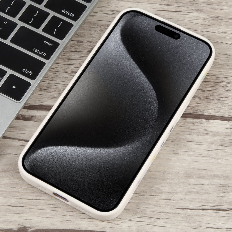 For iPhone 15 Pro Milk Tea Astronaut Pattern Liquid Silicone Phone Case(Ivory White) - HoMEdemic™ 