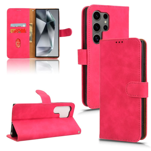 For Samsung Galaxy S24 Ultra 5G Skin Feel Magnetic Flip Leather Phone Case(Rose Red) - HoMEdemic™ 