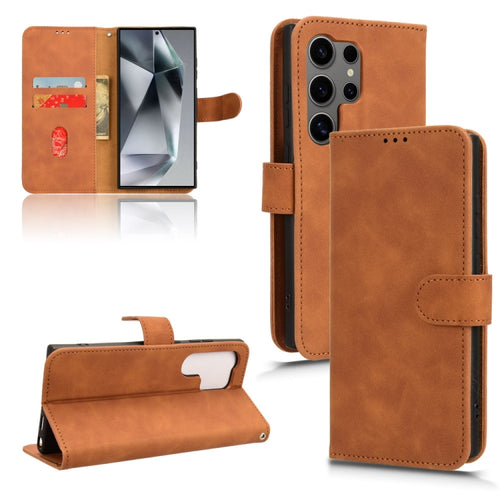 For Samsung Galaxy S24 Ultra 5G Skin Feel Magnetic Flip Leather Phone Case(Brown) - HoMEdemic™ 