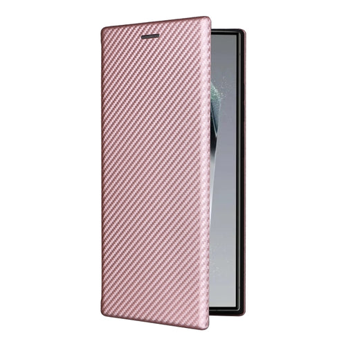 For Samsung Galaxy S24 Ultra 5G Carbon Fiber Texture Flip Leather Phone Case(Pink) - HoMEdemic™ 