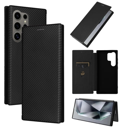 For Samsung Galaxy S24 Ultra 5G Carbon Fiber Texture Flip Leather Phone Case(Black) - HoMEdemic™ 