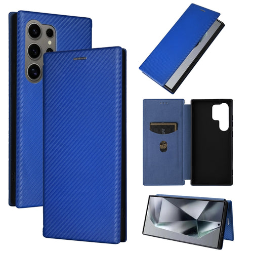 For Samsung Galaxy S24 Ultra 5G Carbon Fiber Texture Flip Leather Phone Case(Blue) - HoMEdemic™ 