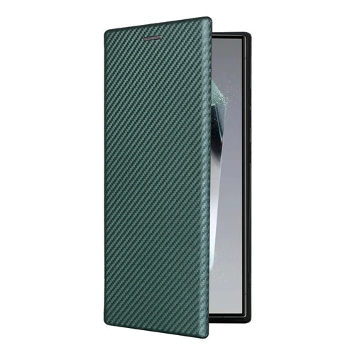 For Samsung Galaxy S24 Ultra 5G Carbon Fiber Texture Flip Leather Phone Case(Green) - HoMEdemic™ 