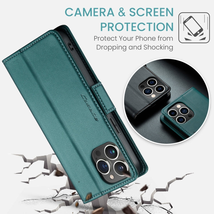 For iPhone 14 Pro CaseMe 023 Butterfly Buckle Litchi Texture RFID Anti-theft Leather Phone Case(Pearly Blue) - HoMEdemic™ 